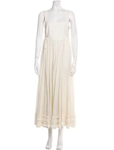 Pre-owned Zuhair Murad Square Neckline Long Dress In Neutral