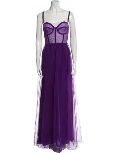 Pre-owned Zuhair Murad Square Neckline Long Dress In Purple