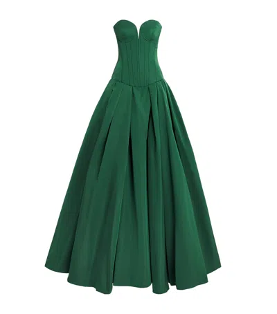 Zuhair Murad Strapless Corset Gown In Green