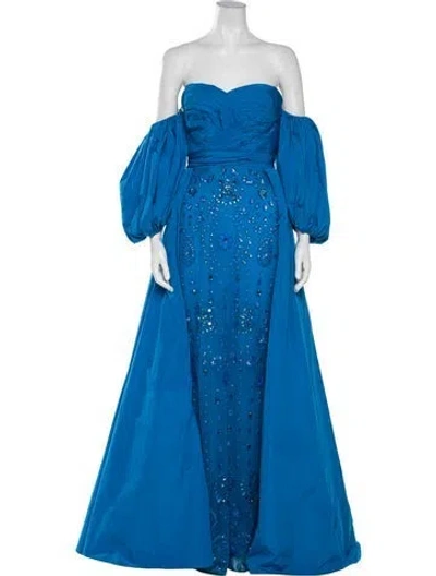 Pre-owned Zuhair Murad Strapless Long Dress In Blue