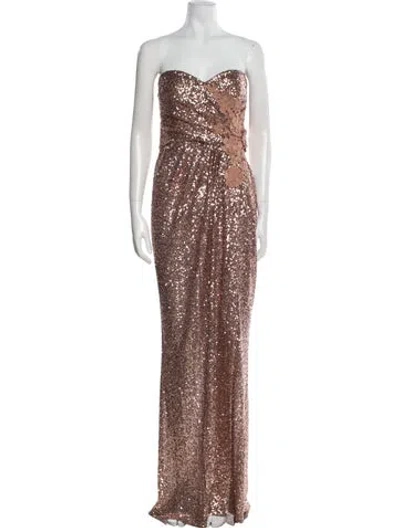 Pre-owned Zuhair Murad Strapless Long Dress In Brown