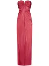 Zuhair Murad Long Sugar Coral Draped Bustier Dress In Red