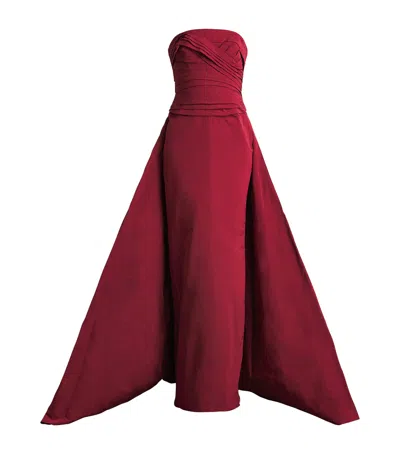 Zuhair Murad Strapless Ruched Gown In Red