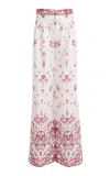 Zuhair Murad Striaght Leg Printed Cotton Trousers In Ivory