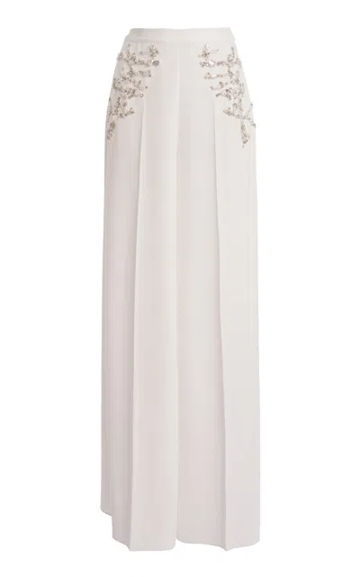 Zuhair Murad Tailored Embroidered Wide Legged Trousers In White