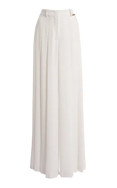 Zuhair Murad Tailored Wide Legged Pleated Trousers In White