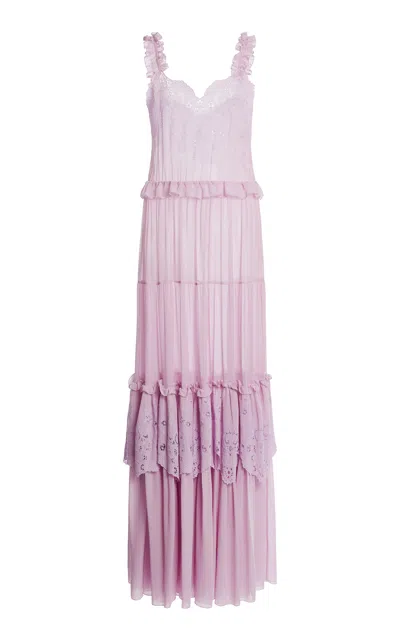 Zuhair Murad Tiered Silk-georgette Maxi Dress In Purple