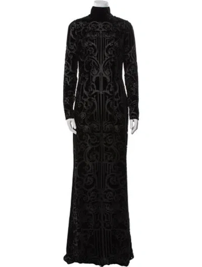 Pre-owned Zuhair Murad Turtleneck Long Dress In Black