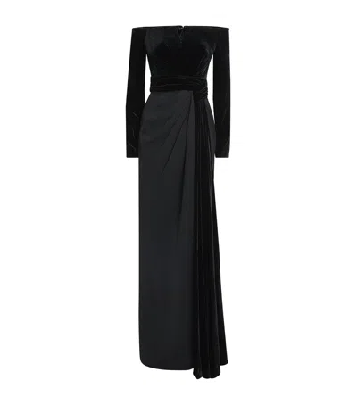 Zuhair Murad Velvet Off-the-shoulder Gown In Black