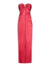 Zuhair Murad Long Sugar Coral Draped Bustier Dress In Red