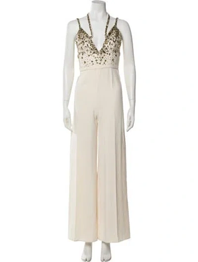 Pre-owned Zuhair Murad V-neck Jumpsuit In Neutrals