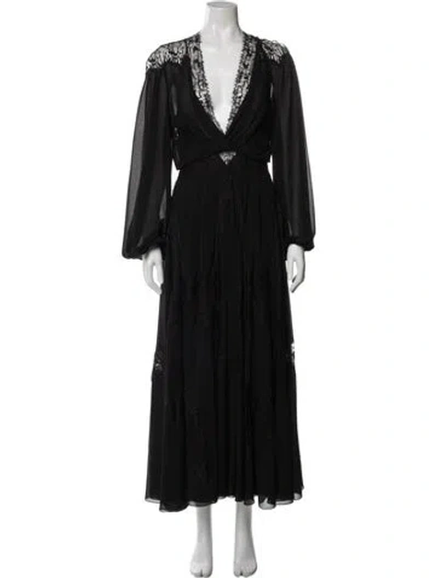 Pre-owned Zuhair Murad V-neck Long Dress In Black
