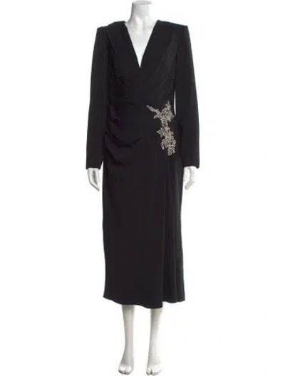 Pre-owned Zuhair Murad V-neck Long Dress W/ Tags In Black