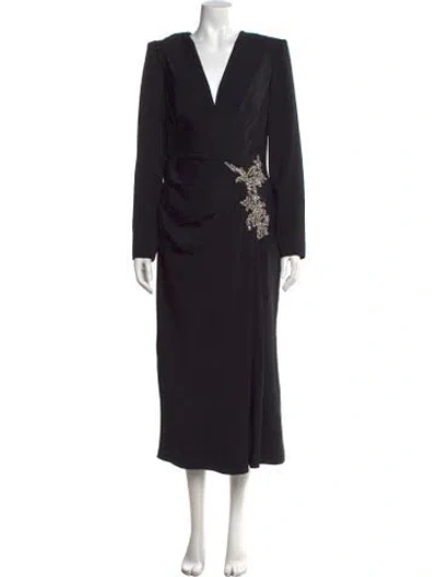 Pre-owned Zuhair Murad V-neck Long Dress W/ Tags In Black