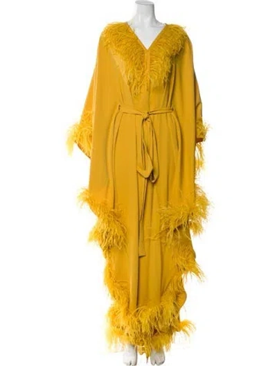 Pre-owned Zuhair Murad V-neck Long Dress In Yellow