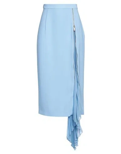 Zuhair Murad Woman Midi Skirt Sky Blue Size 14 Polyester, Silk, Crystal