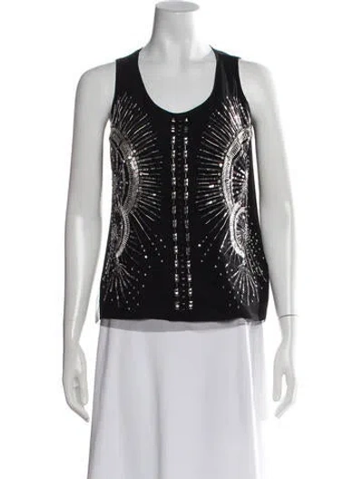 Pre-owned Zuhair Murad Wool Graphic Print Top In Black