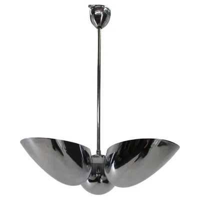 Pre-owned Zukov 1930s Restored Bauhaus Chrome Plated Chandelier By  , Czechoslovakia In Transparent