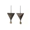 Zula Jewelry + Design Women's Black / Grey / Silver Triangle Pyrite Drop Earrings, Ancient Future Collection