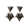 Zula Jewelry + Design Women's Black / Grey / Silver Triangle Statement Earrings, Ancient Future Collection