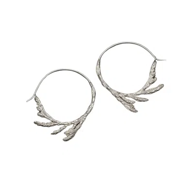 Zula Jewelry + Design Women's Sacred Cedar Hoop Earrings Sterling Silver