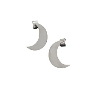 Zula Jewelry + Design Women's Silver Crescent Moon Stud Earrings Medium
