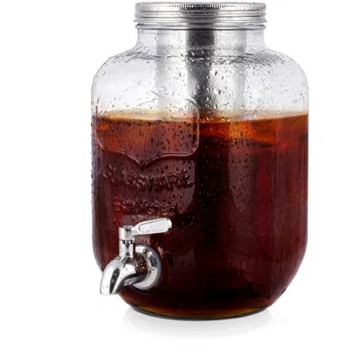 Zulay Kitchen 1 Gallon Glass Cold Brew Coffee Maker Stainless Steel Filter - Iced Coffee Maker, Cold Brew Pitcher  In Clear