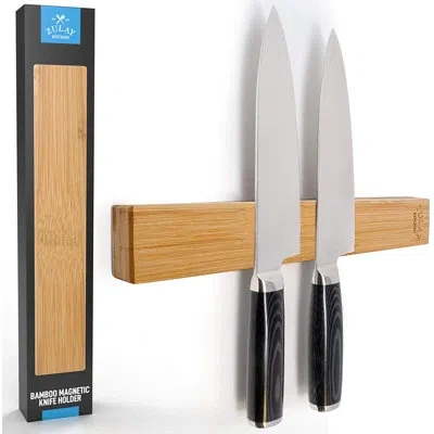 Zulay Kitchen 1 Piece Bamboo Wood Magnetic Knife Holder In Brown