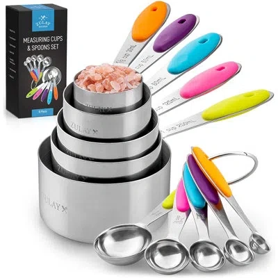 Zulay Kitchen 10 -piece Stainless Steel Measuring Cup And Spoon Set In Silver