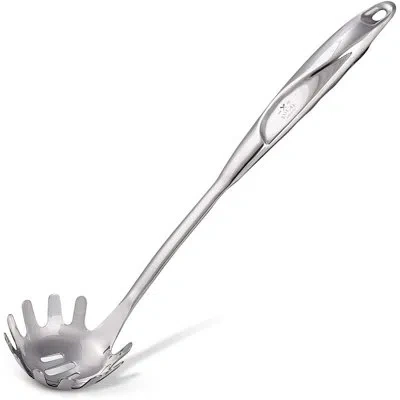 Zulay Kitchen 12 Inch Pasta Server - Stainless Steel Pasta Spoon Server With Easy Grip Handle In Silver