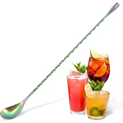 Zulay Kitchen 12 Inch Stainless Steel Cocktail Spoon Bar Spoon & Cocktail Mixing Spoon In Multicolor
