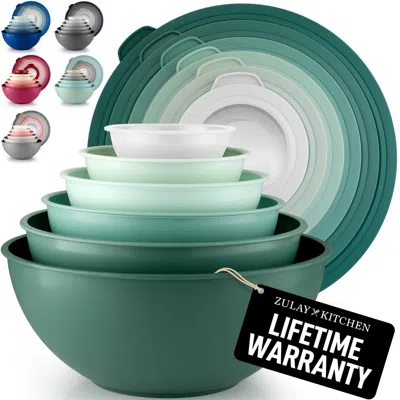 Zulay Kitchen 12 Piece Plastic Mixing Bowls With Lids Set In Green