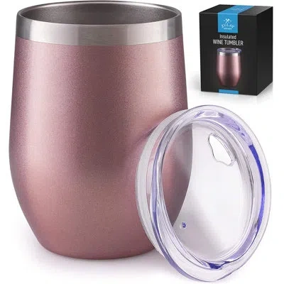 Zulay Kitchen 12oz Insulated Wine Tumbler Stainless Steel Rose Gold In Pink