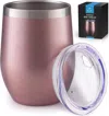 Zulay Kitchen 12oz Stemless Stainless Steel Wine Tumblers With Lids In Multi