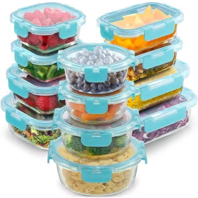 Zulay Kitchen 12-pack Leakproof Glass Storage Containers With Lids - Bpa-free, Airtight Borosilicate Glass - Freez In Gray