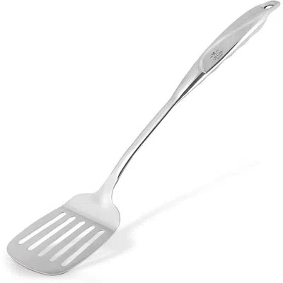 Zulay Kitchen 14.8 Inch Slotted Turner - Stainless Steel Heavy Duty Metal Spatula With Easy Grip Handle In Silver