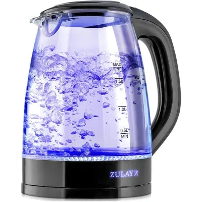Zulay Kitchen 1.7l Glass Electric Kettle Bpa Free Borosilicate Glass Electric Tea Kettle In Black