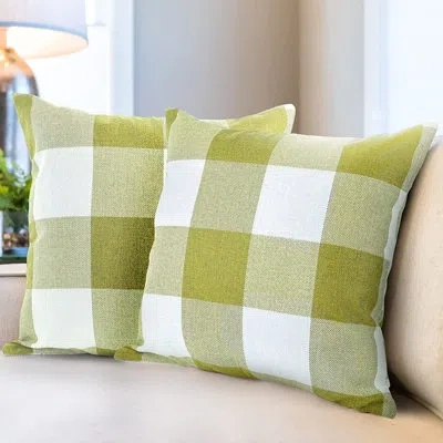 Zulay Kitchen 2 Pack Buffalo Plaid Throw Pillow Outdoor & Indoor Covers 20x20 Inches In Green
