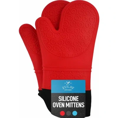 Zulay Kitchen 2 Piece Silicone Oven Mitts In Red