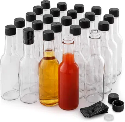 Zulay Kitchen 24 Piece Leak Proof Small Hot Sauce Bottle With Shrink Bands In Transparent