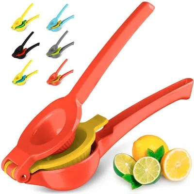 Zulay Kitchen 2-in-1 Manual Lemon Squeezer Manual Juicer Citrus Press In Red,yellow