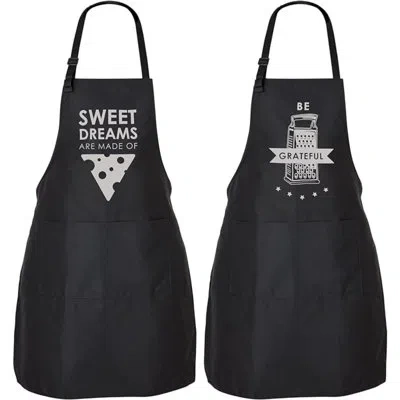 Zulay Kitchen 2-pack Funny Aprons In Black