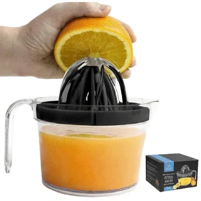 Zulay Kitchen 3-in-1 Citrus Juicer Reamer Cup 17oz Lemon Squeezer Orange Juicer Extractor In Black