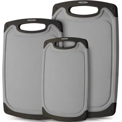 Zulay Kitchen 3-piece Set Plastic Cutting Boards With Juice Grooves In Gray