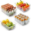 Zulay Kitchen 4 Pack Clea-r Refrigerator Organizer Bins In White