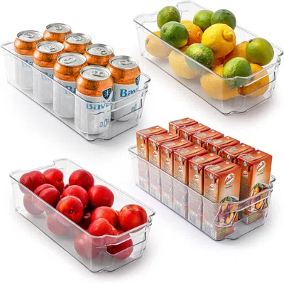 Zulay Kitchen 4 Pack Clear Refrigerator Organizer Bins - Medium In Transparent