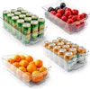 ZULAY KITCHEN 4 PACK CLEAR REFRIGERATOR ORGANIZER BINS - XLARGE