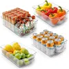 ZULAY KITCHEN 4 PACK CLEAR REFRIGERATOR ORGANIZER BINS AND STORAGE (LARGE)