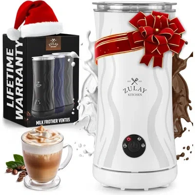Zulay Kitchen 4-in-1 Milk Frother And Steamer - Automatic Hot And Cold Foam Maker With Auto Shut Off & Temperature In White