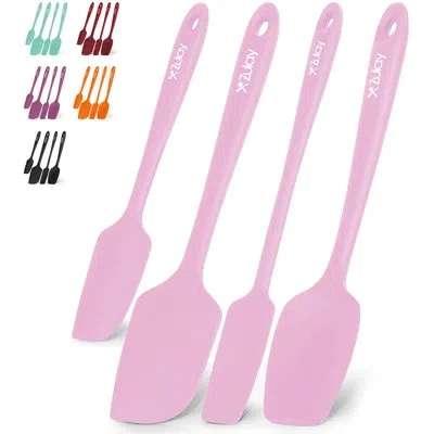 Zulay Kitchen 4pc Silicone Spatula Set Heat Resistant Silicone Tools For Cooking Baking Mixing In Pink